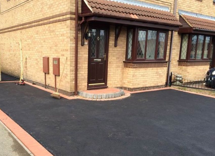 project for tarmac driveways in Peasdown St John - tarmac runs from the road clockwise around the house